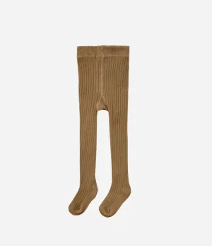 Quincy Mae - Solid Ribbed Tights - Walnut