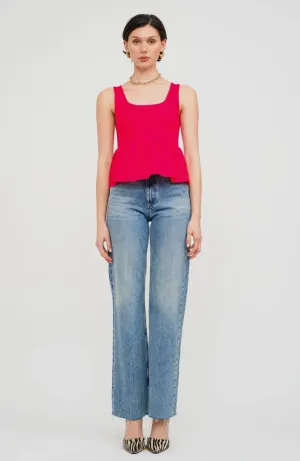 Raina Peplum Tank in Chili Red