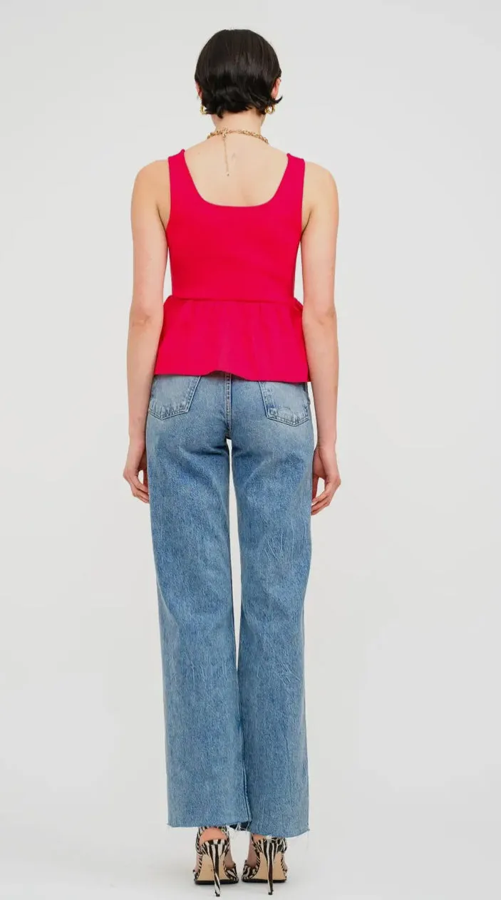 Raina Peplum Tank in Chili Red