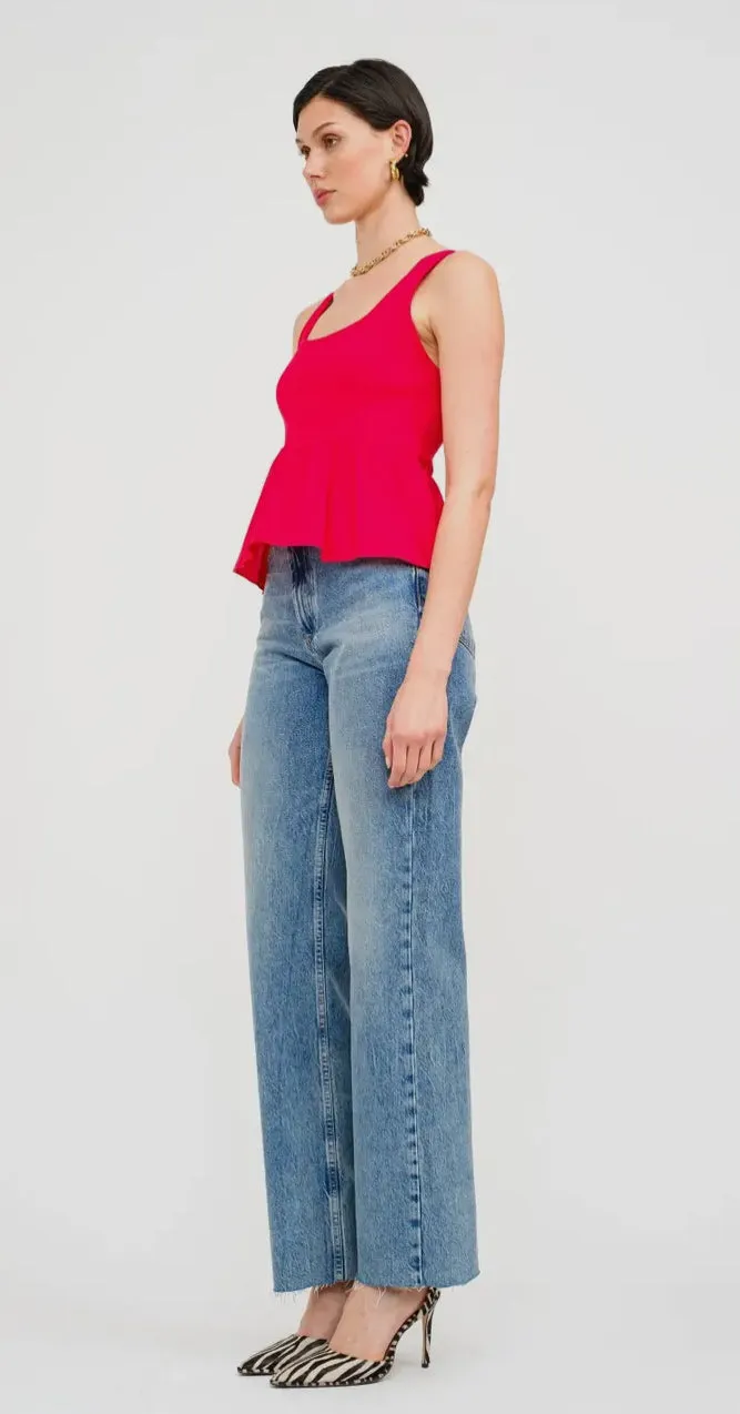 Raina Peplum Tank in Chili Red