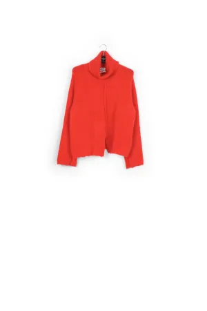 Red mohair-blend turtleneck sweater