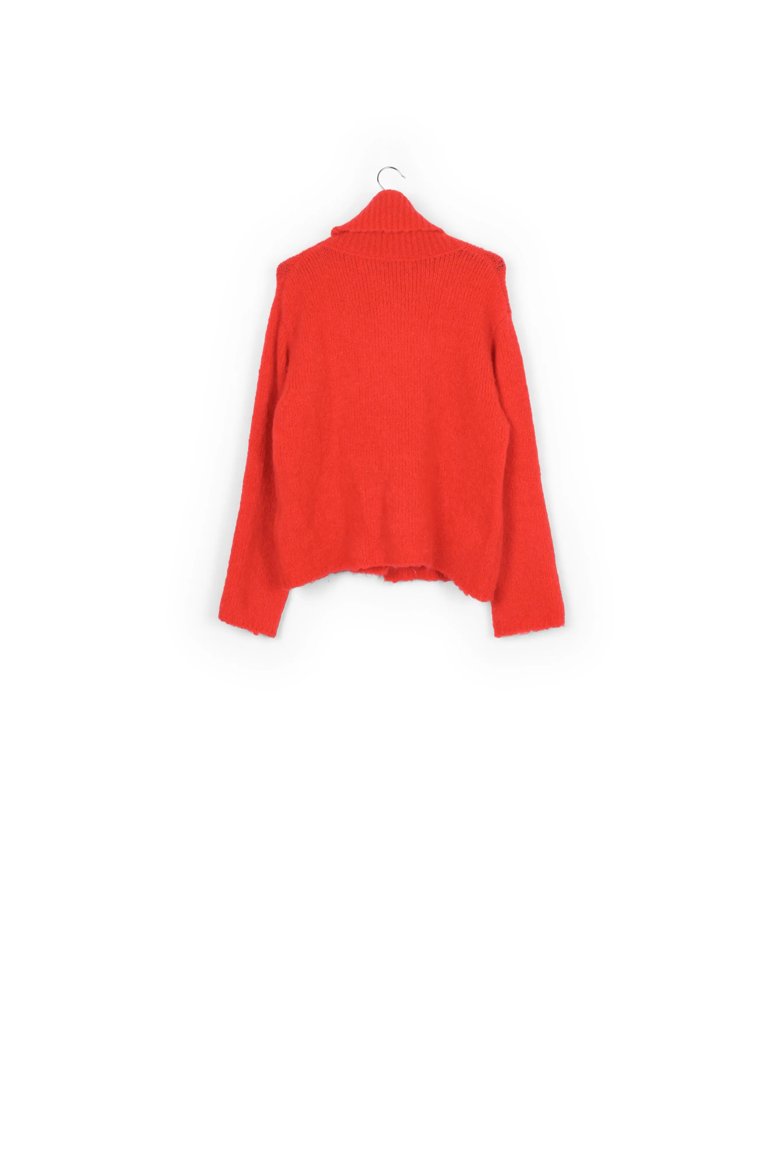 Red mohair-blend turtleneck sweater