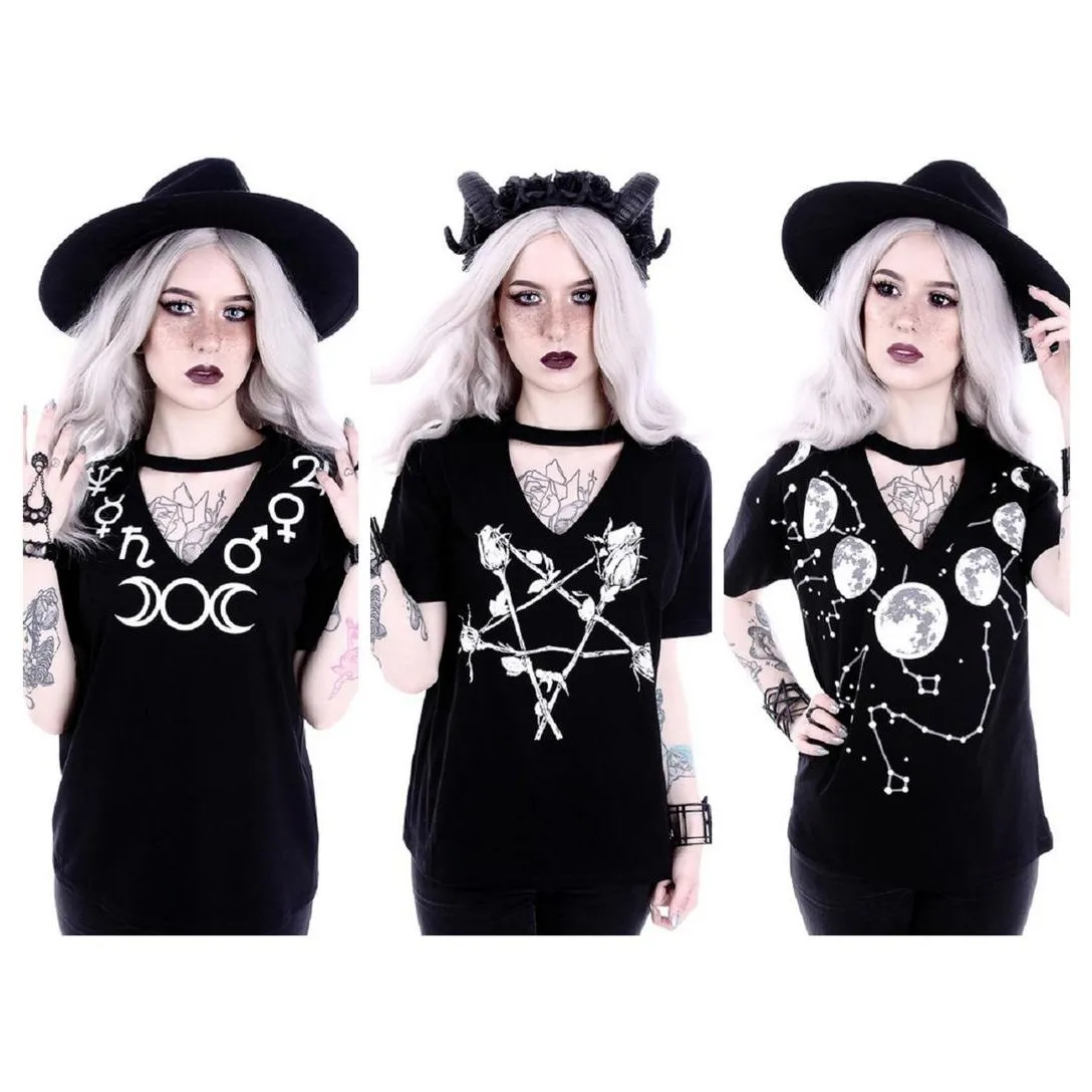 Restyle Rose Pentagram Choker T-shirt