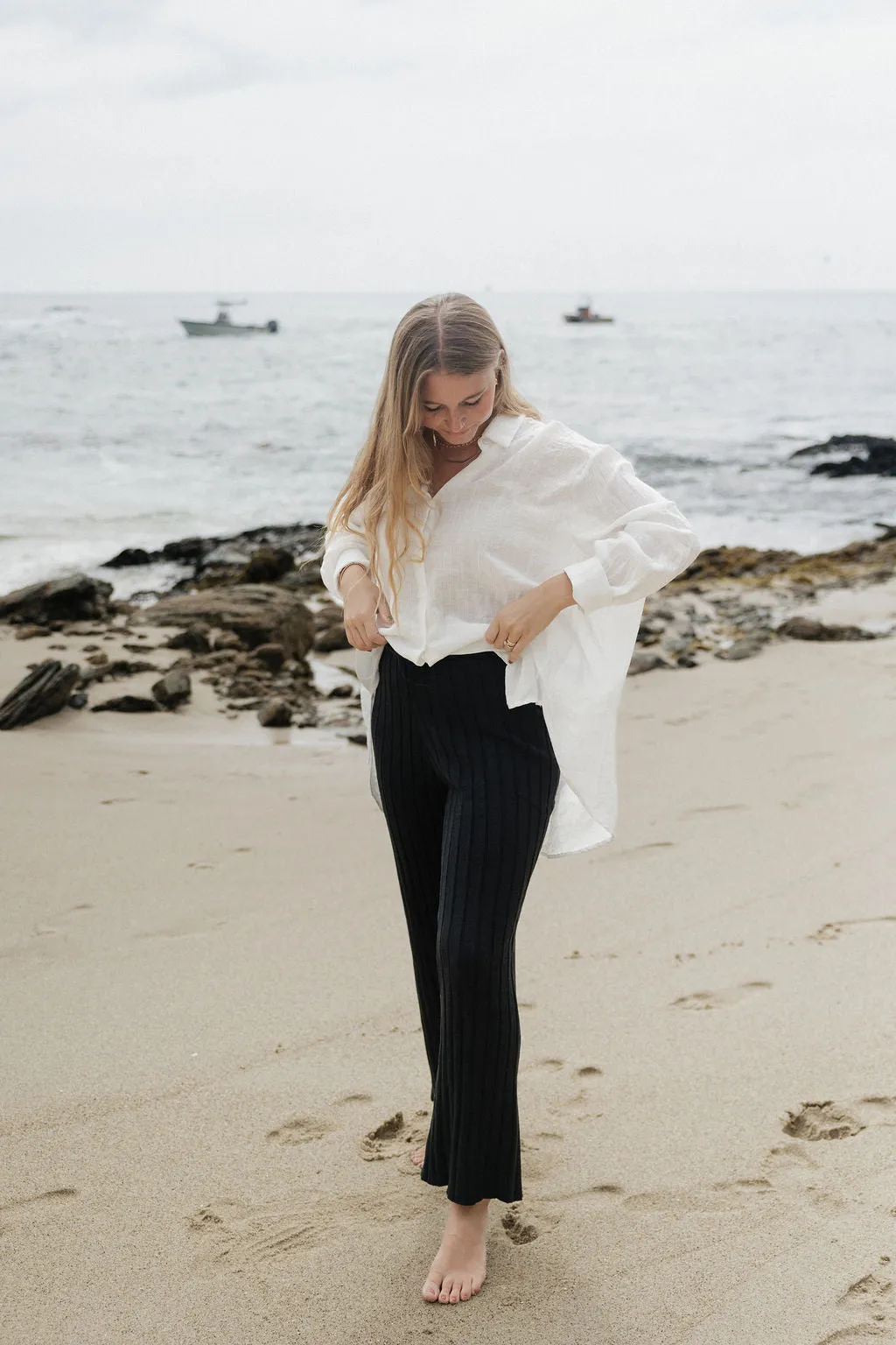 Ribbed Black Pants