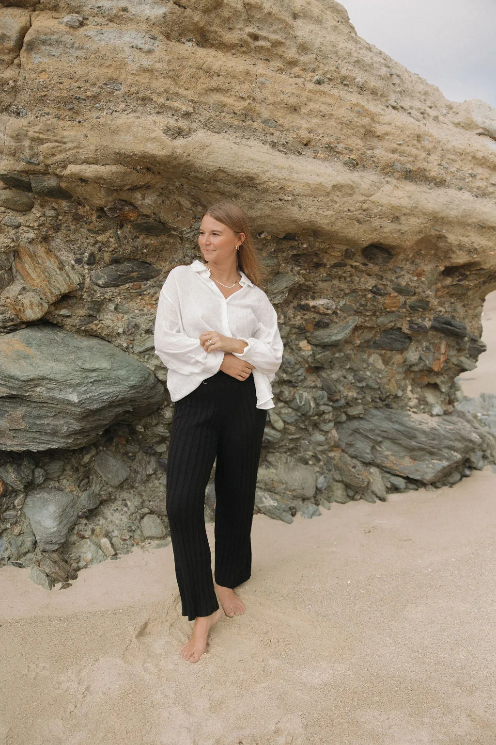 Ribbed Black Pants