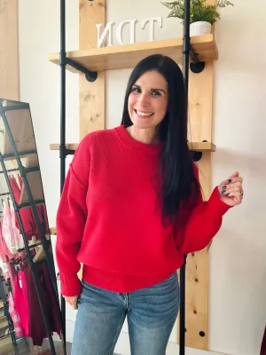 Round Neck Sweater - Ruby