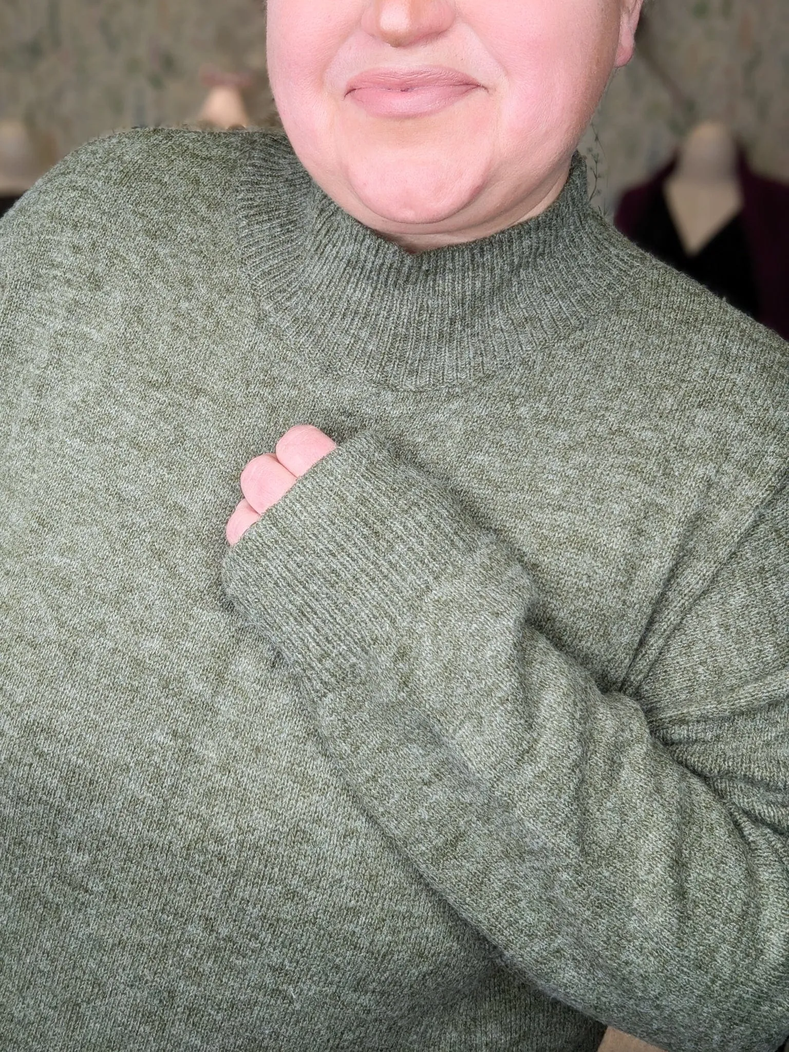 SALE- Rosa Mock Neck Cozy Sweater in Soft Moss Green