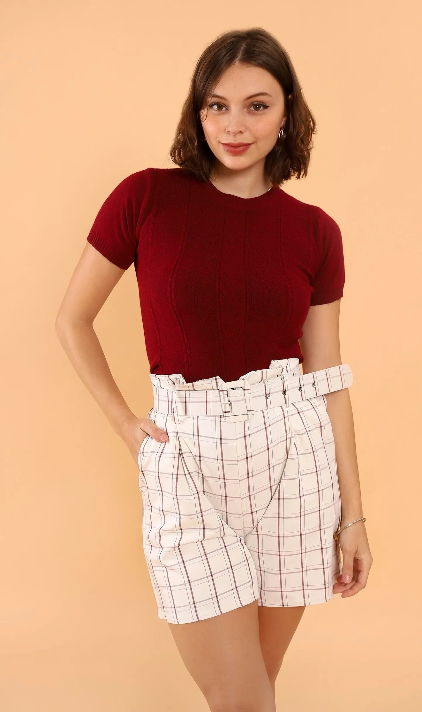 SAM Crew-Neck Knit Top (Ox blood)