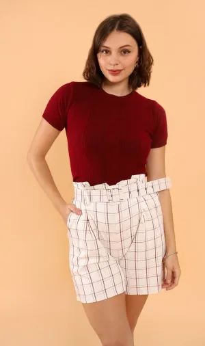 SAM Crew-Neck Knit Top (Ox blood)