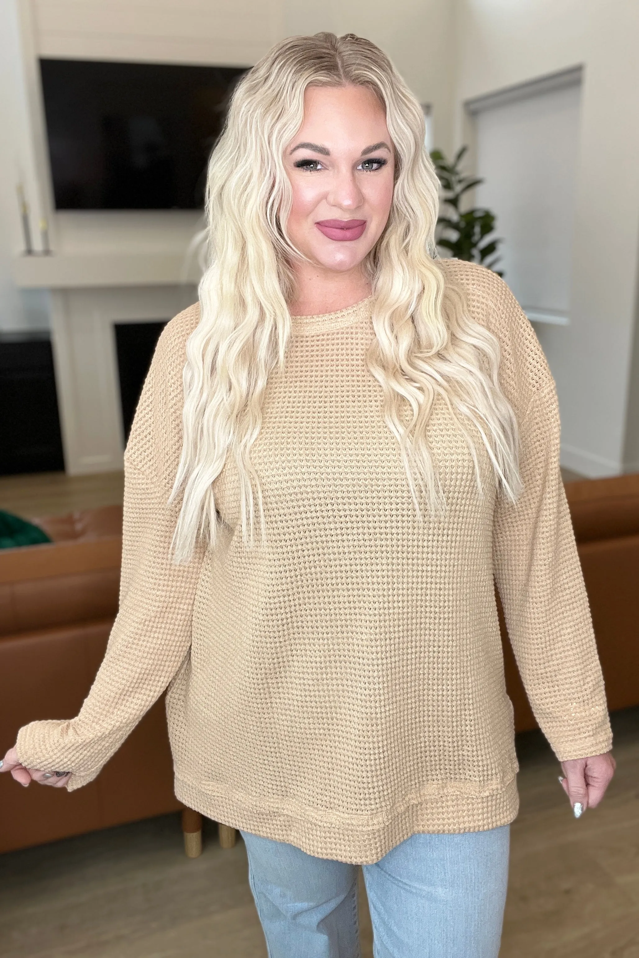 SAMPLE Savor the Moment Waffle Knit Pullover - beige