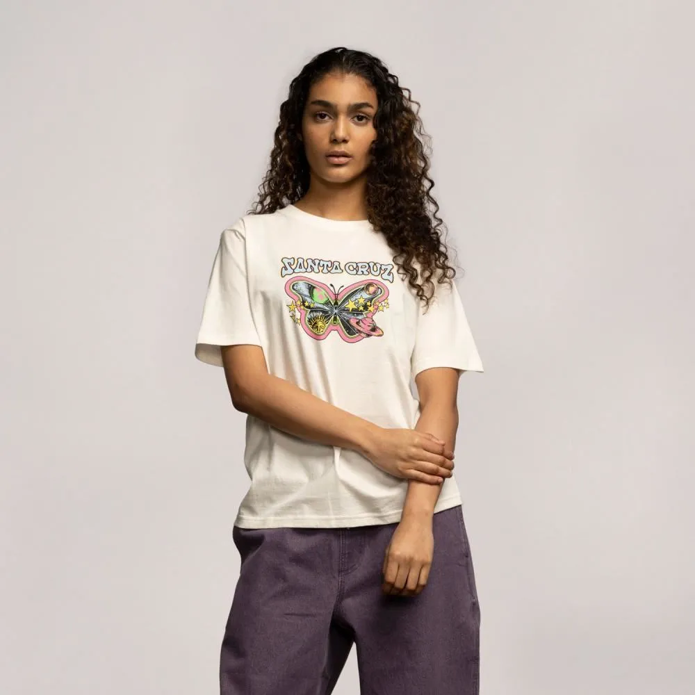 Santa Cruz Womens T-Shirt Galactic Butterfly - Optic White