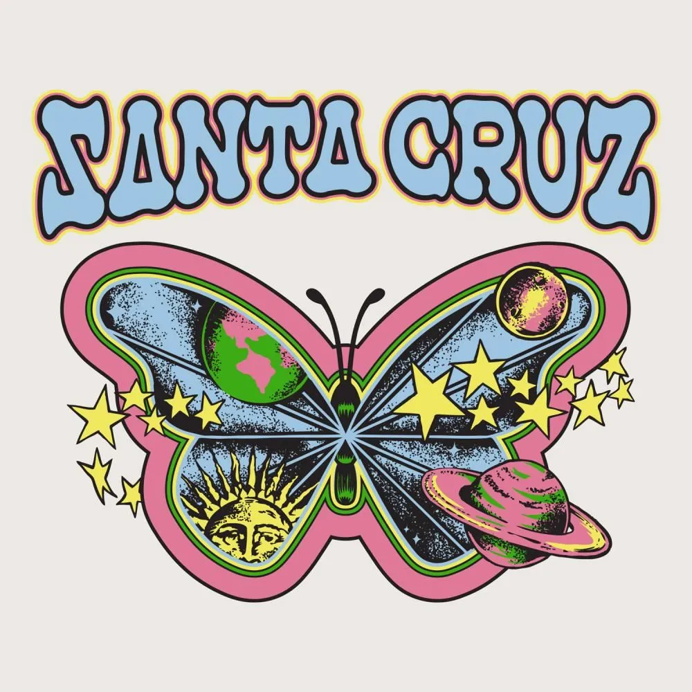 Santa Cruz Womens T-Shirt Galactic Butterfly - Optic White