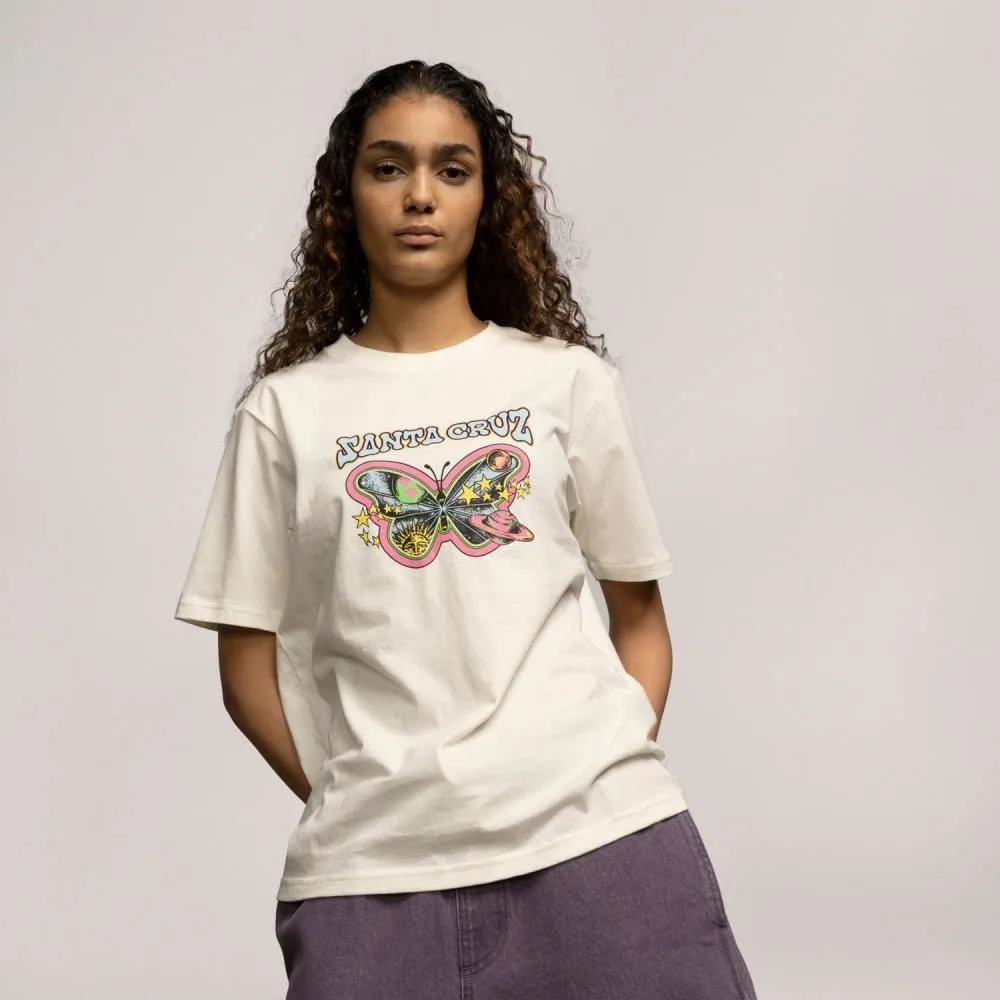 Santa Cruz Womens T-Shirt Galactic Butterfly - Optic White