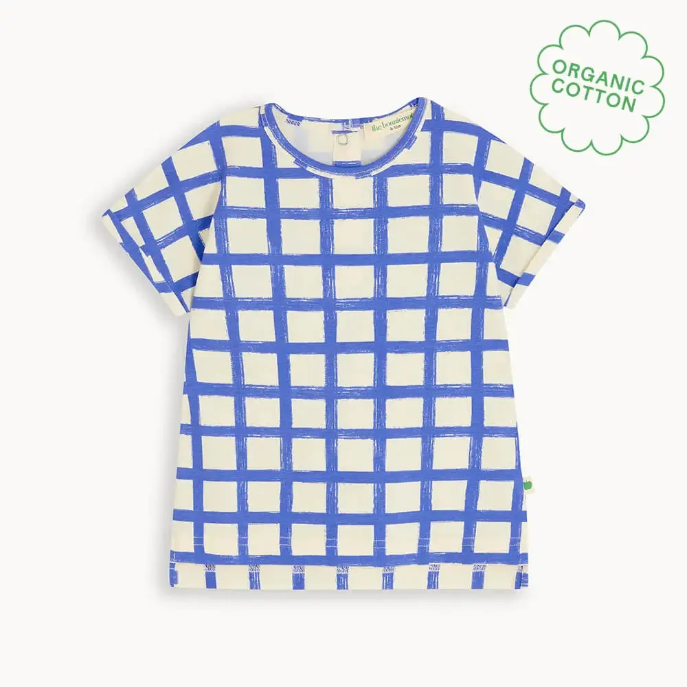 Santorini - Blue Checker Jersey Baby & Kids T-Shirt