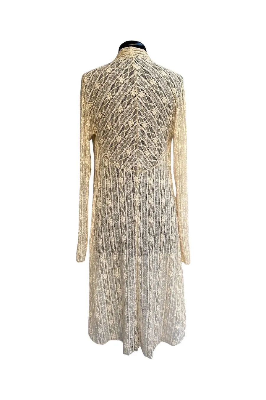 SARAH Sheer Long Sleeves Lace Duster - Vanilla