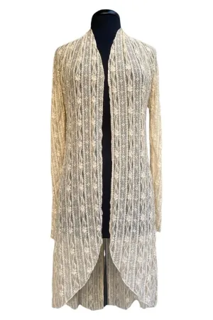 SARAH Sheer Long Sleeves Lace Duster - Vanilla