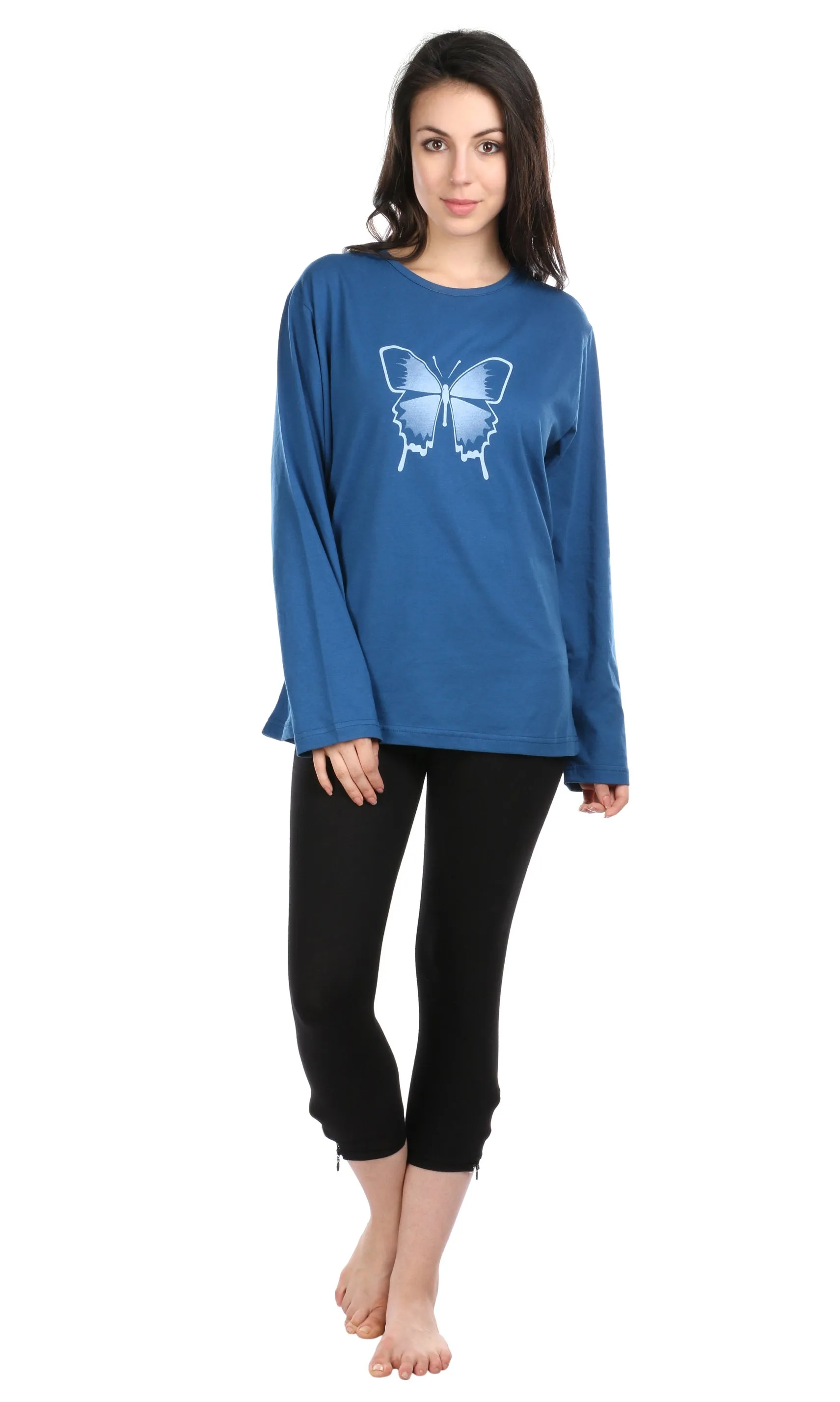 Semantic Women's Cotton T-Shirt - Butterfly Printed (Loose Fit)
