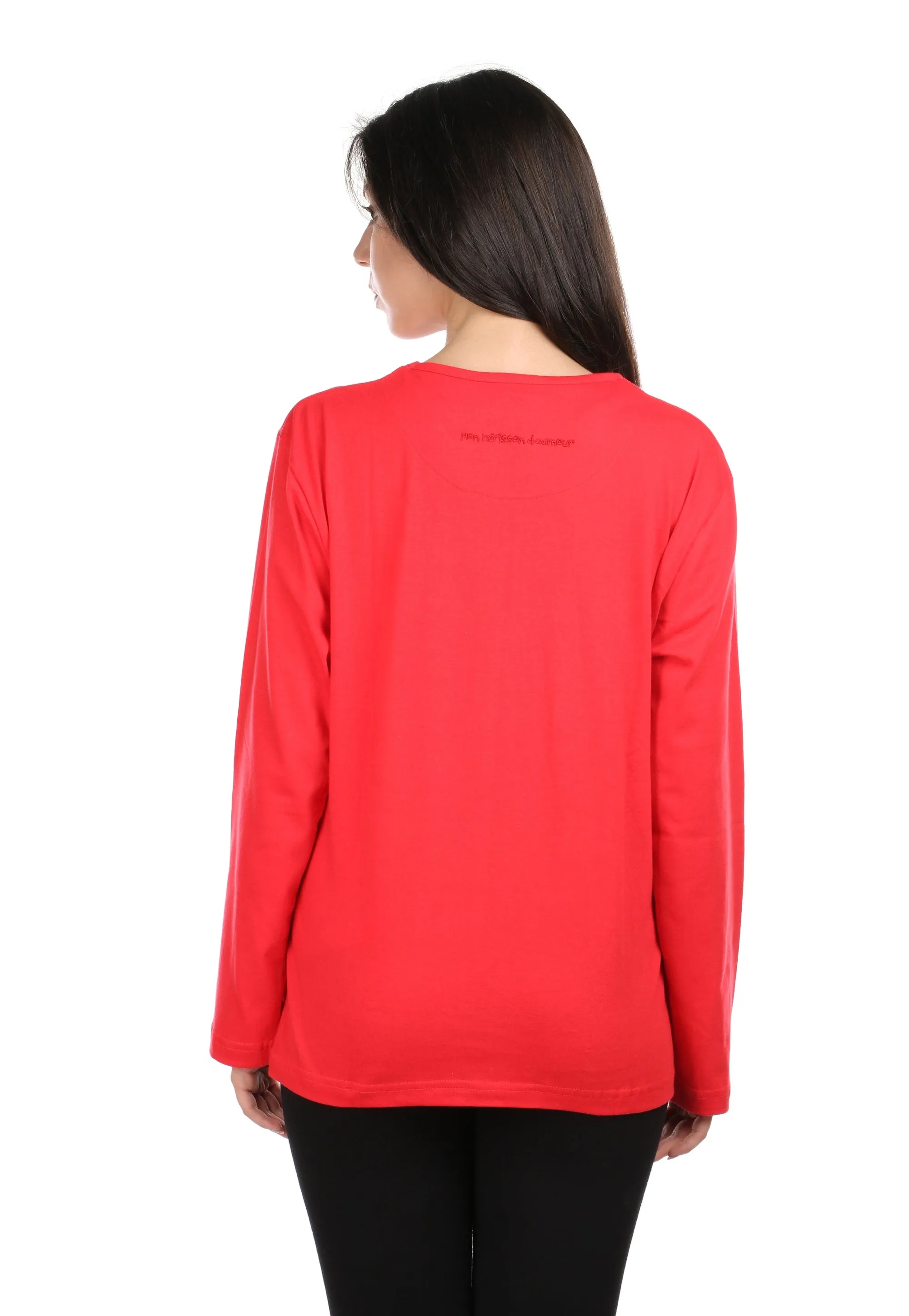 Semantic Women's Cotton T-Shirt - Hedgehog Embroidered (Loose Fit)