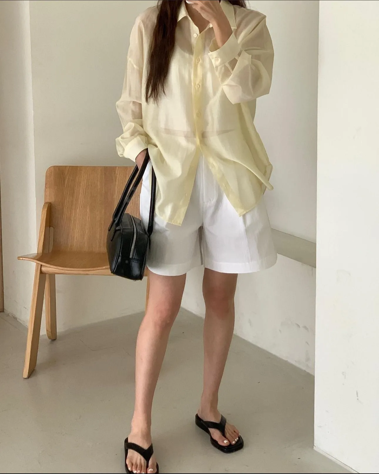 Shiny Tencel Loose Fit Two-Way Shirts
