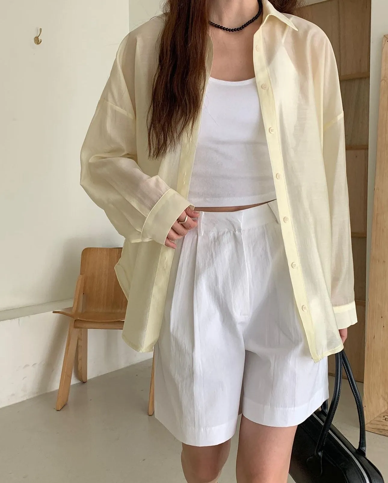 Shiny Tencel Loose Fit Two-Way Shirts