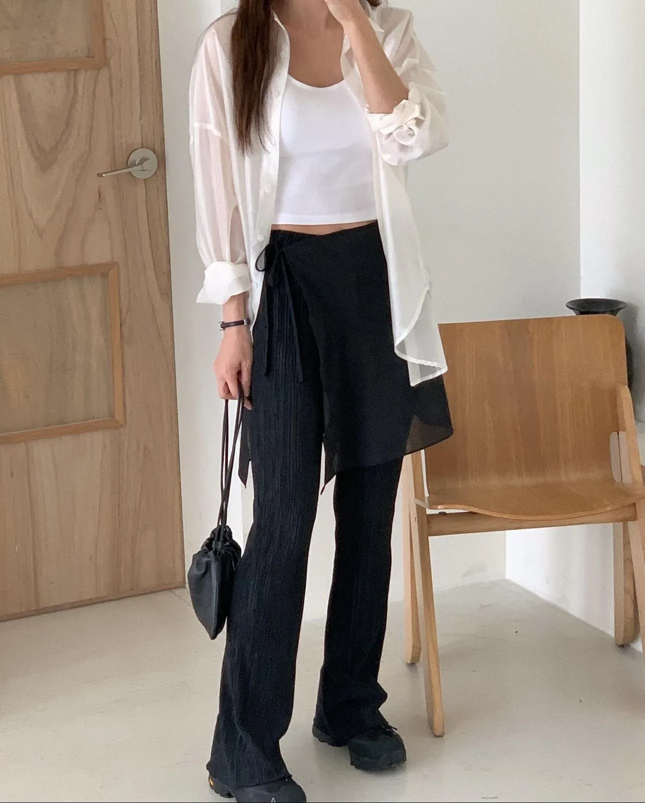 Shiny Tencel Loose Fit Two-Way Shirts
