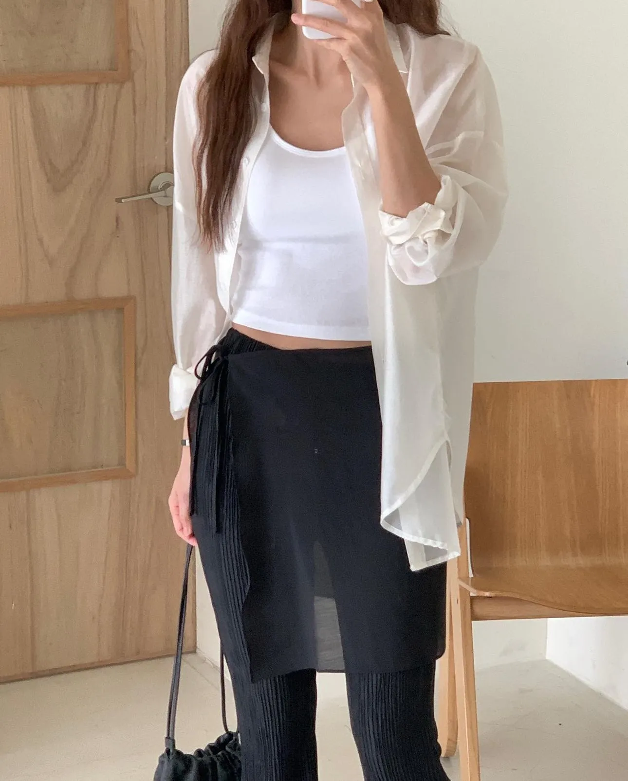 Shiny Tencel Loose Fit Two-Way Shirts
