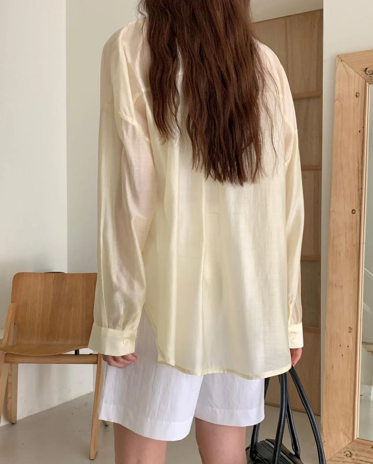 Shiny Tencel Loose Fit Two-Way Shirts