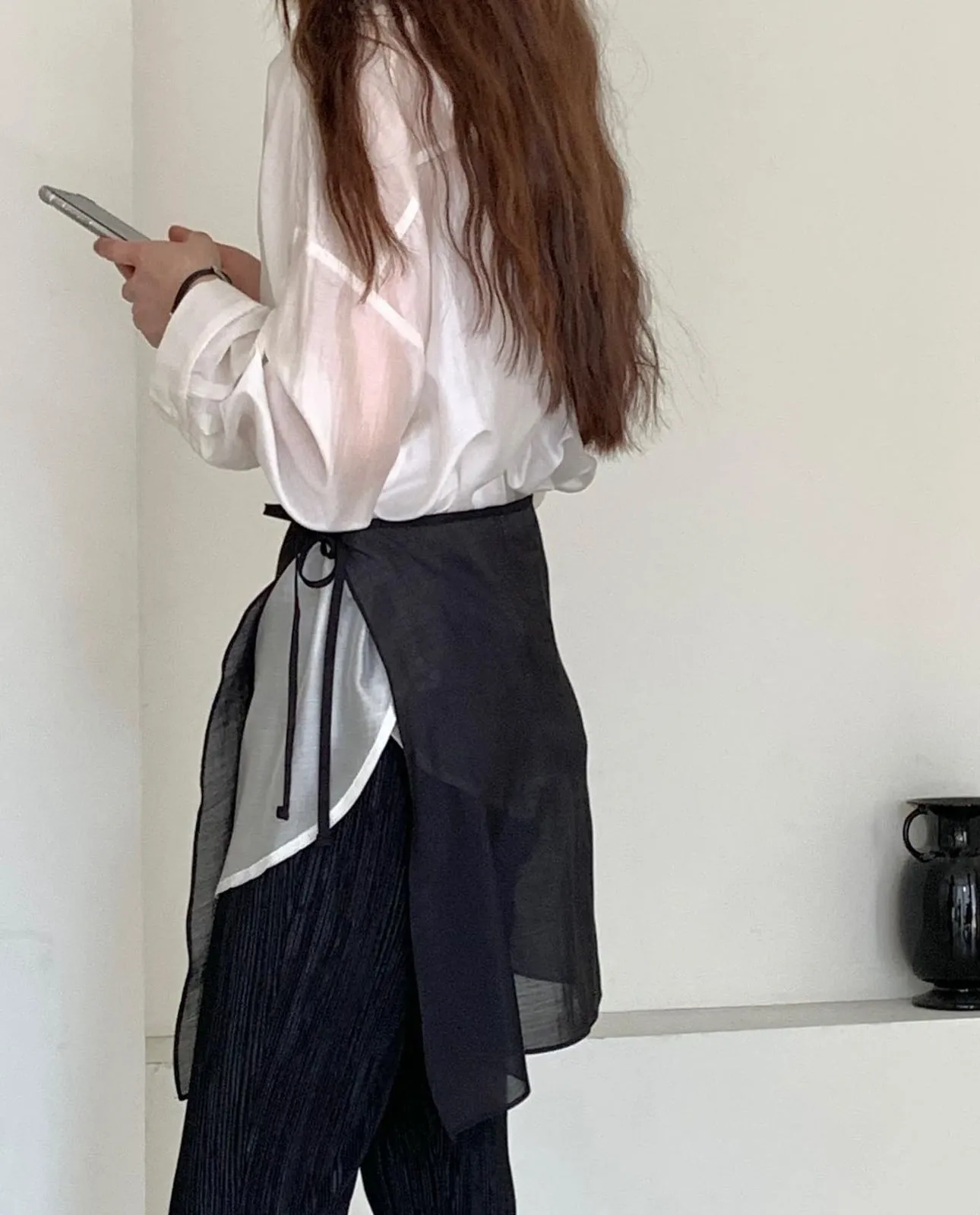 Shiny Tencel Loose Fit Two-Way Shirts