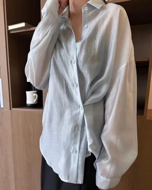 Shiny Tencel Loose Fit Two-Way Shirts