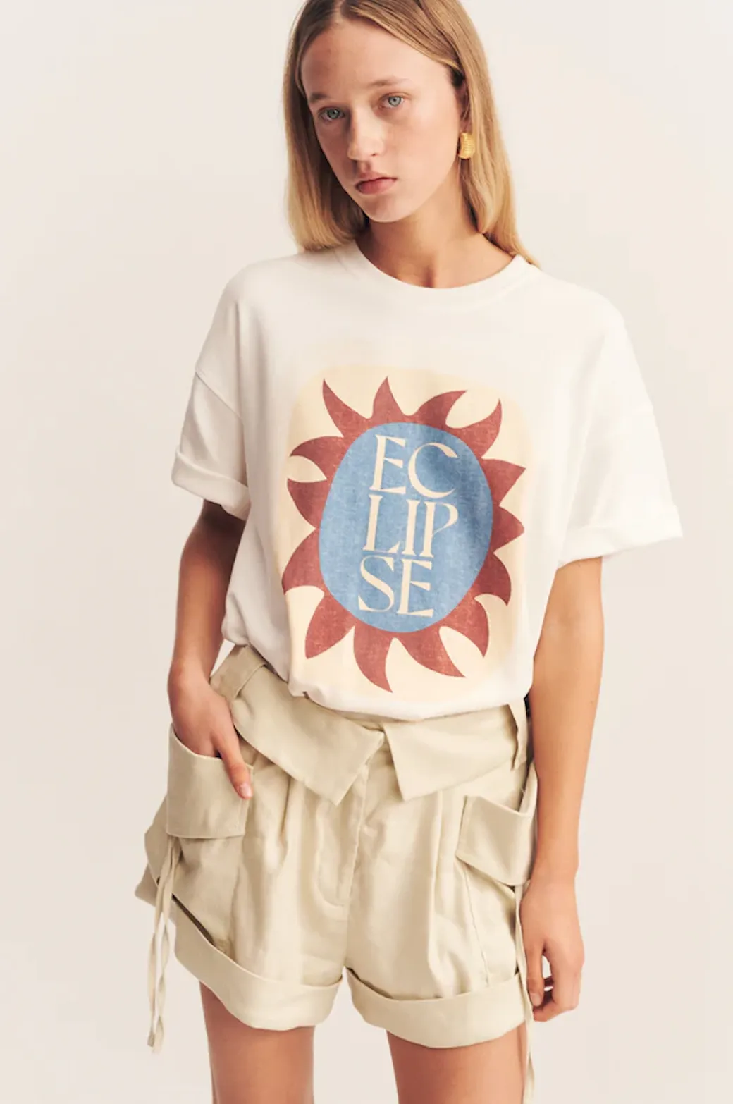 SHONA JOY Eclipse Boyfriend Oversized T-Shirt - Ivory