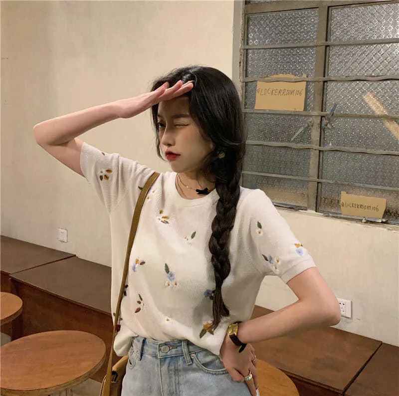 Short Sleeve Floral Embroidered Retro Shirts