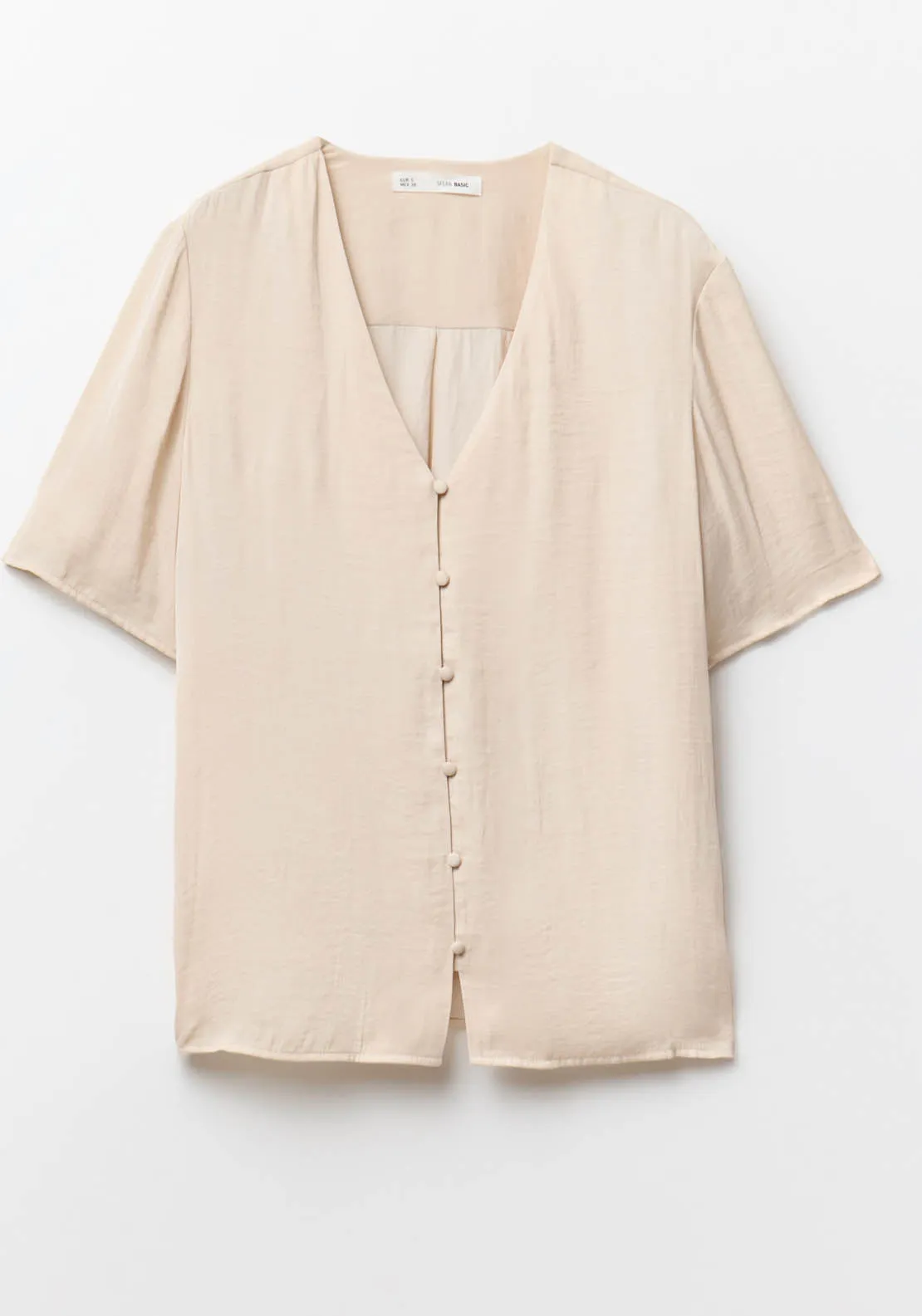 Short-Sleeved Blouse - Beige