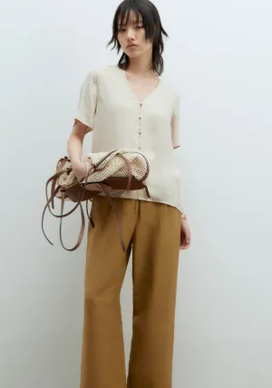 Short-Sleeved Blouse - Beige