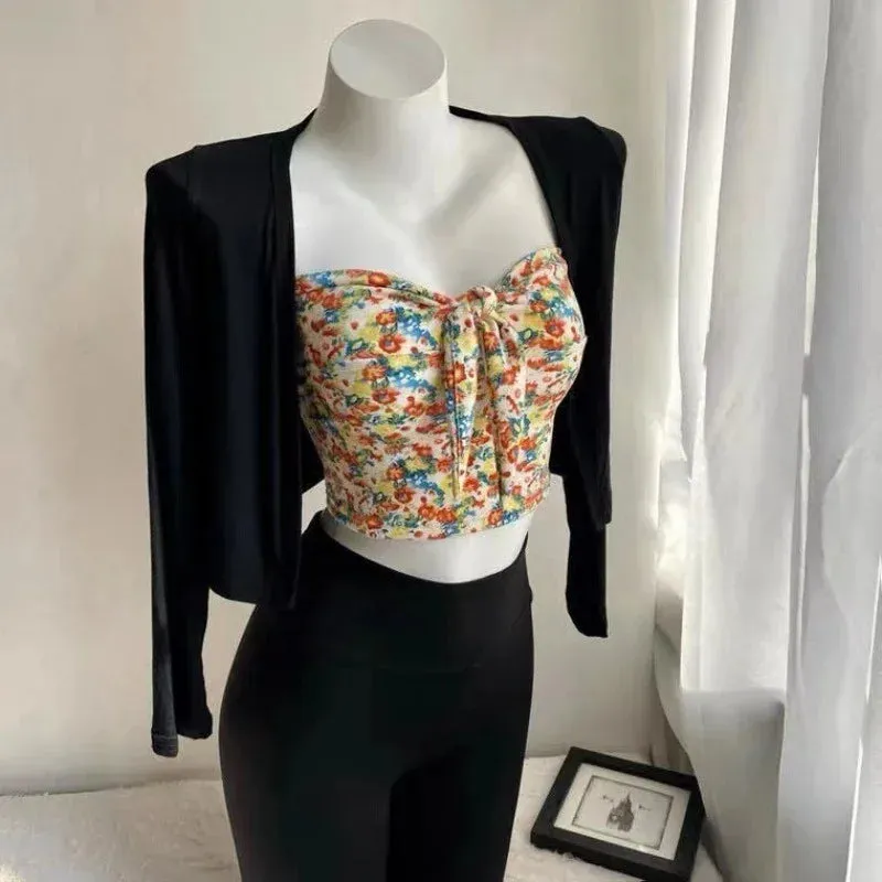 Shrugs Women Solid Breathable Sun Shading Bolero Shirt Tops Cardigans Korean Style Female All-match Shawl Modal Chic Tops