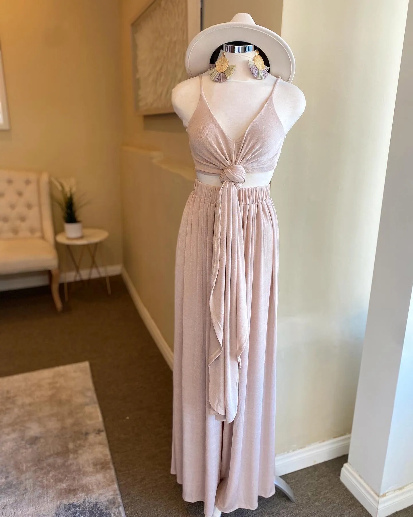 Silky Backless Pants Set