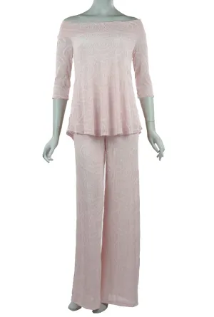 SKYLAR Textured Burnout Powder Pink Tunic Top & Pant Set