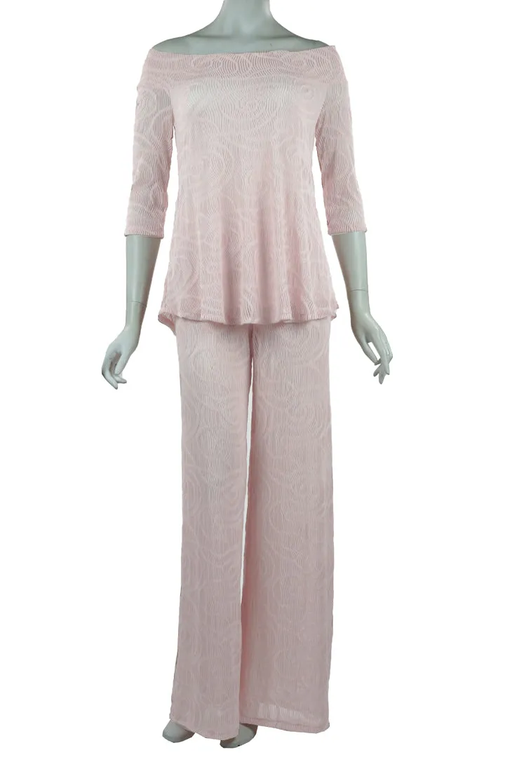 SKYLAR Textured Burnout Powder Pink Tunic Top & Pant Set