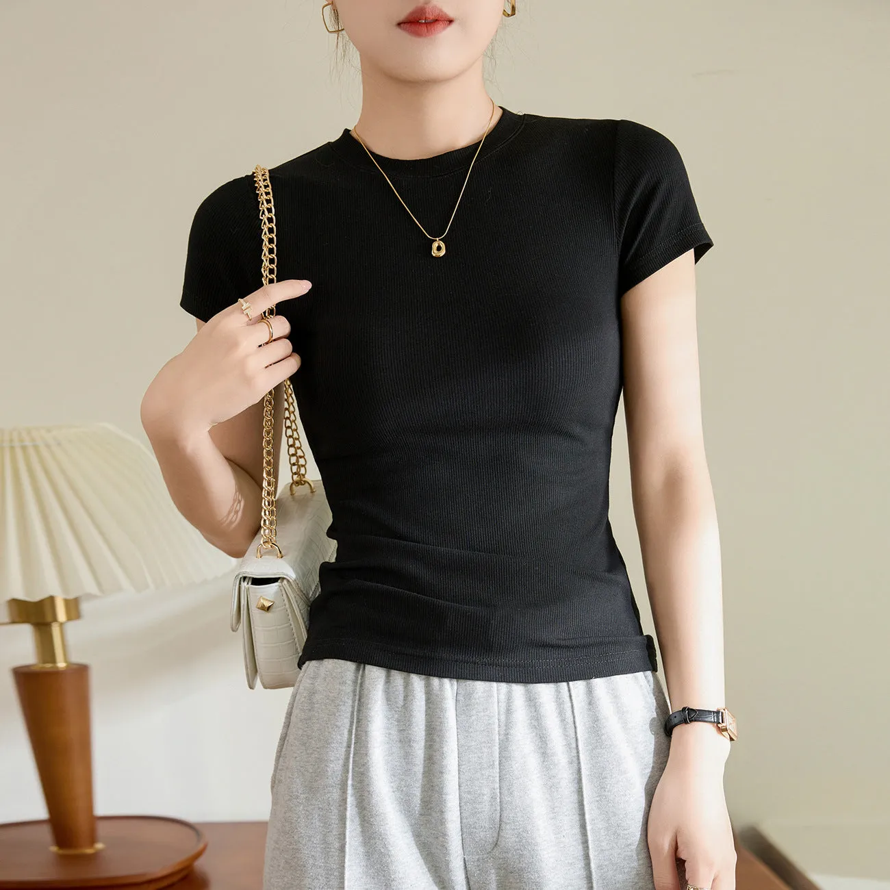 Solid color skinny top-D829 | Inspanda