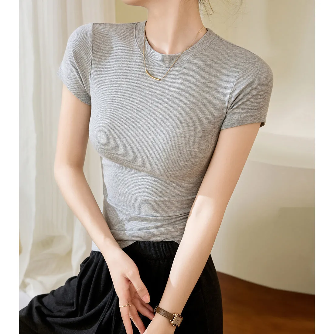 Solid color skinny top-D829 | Inspanda