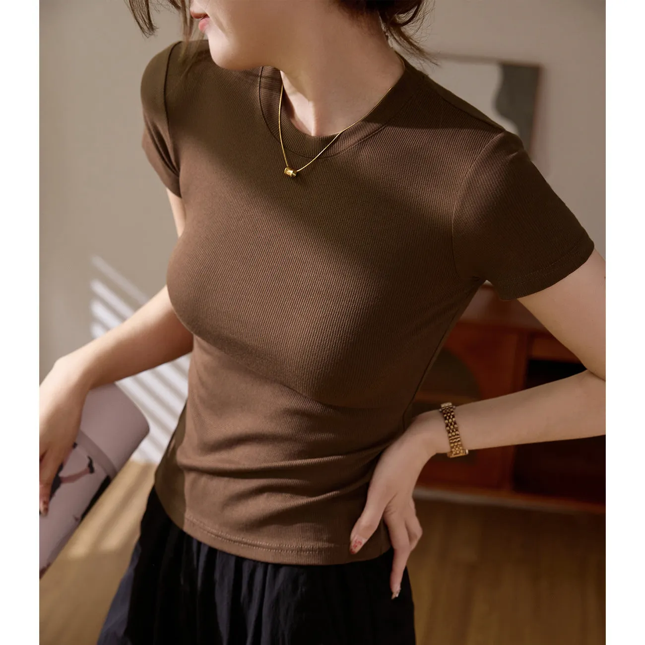 Solid color skinny top-D829 | Inspanda