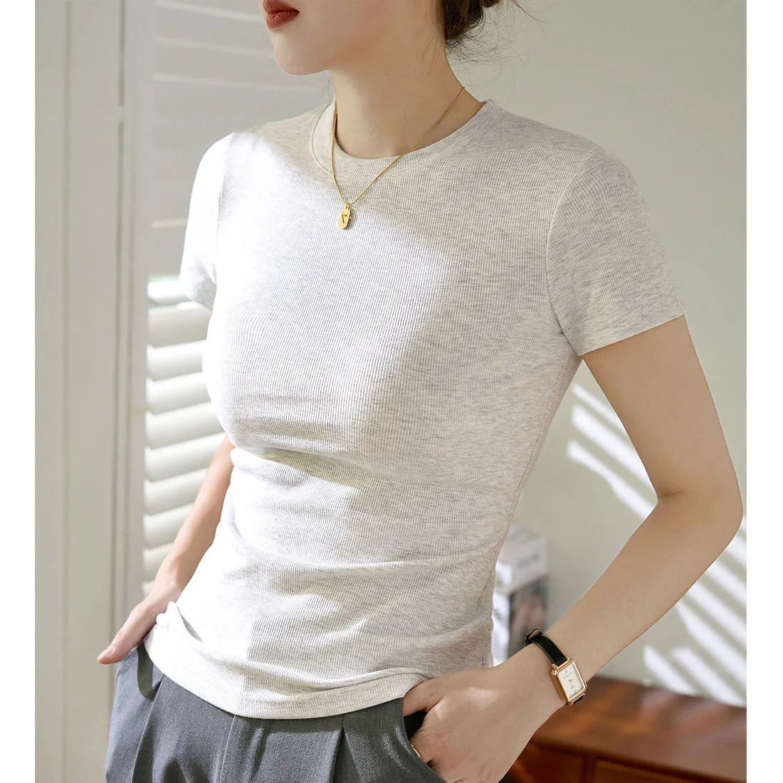 Solid color skinny top-D829 | Inspanda
