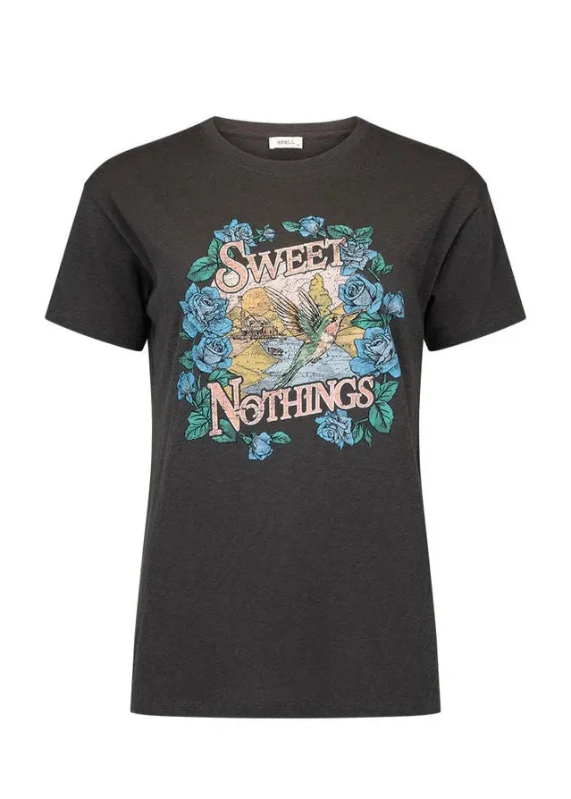 Spell Sweet Nothings Biker Tee Charcoal