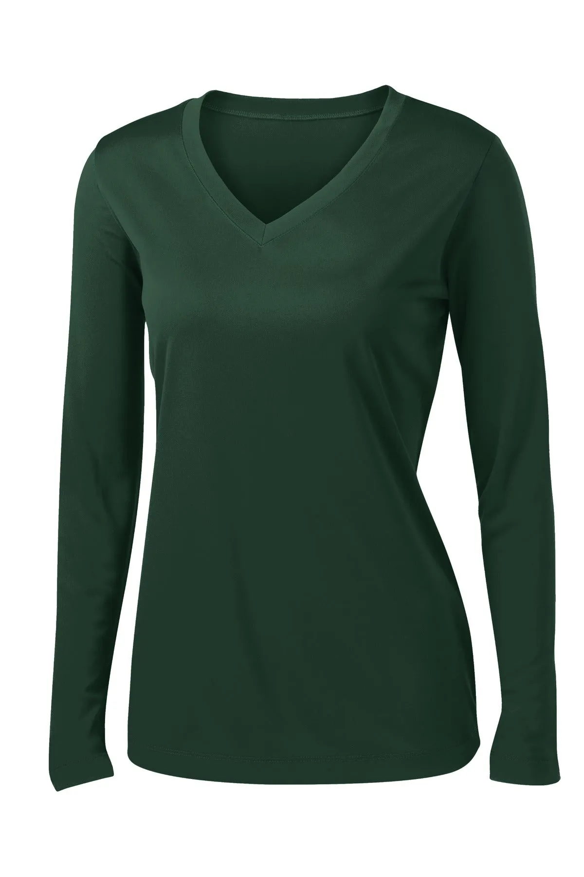 Sport-Tek Women's Long Sleeve PosiCharge Competitor V-Neck Tee. LST353LS Forest Green