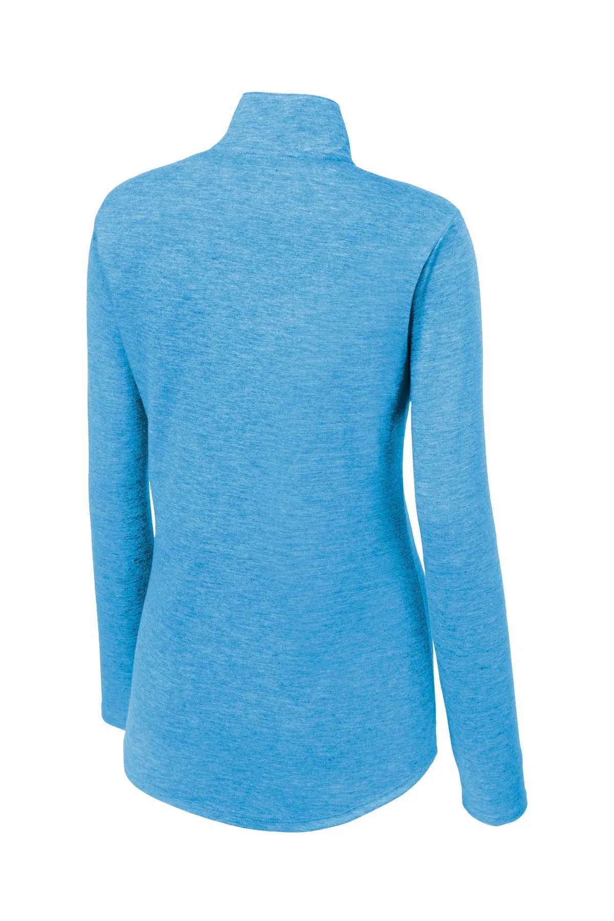 Sport-Tek  Women's PosiCharge  Tri-Blend Wicking 1/4-Zip Pullover. LST407 Pond Blue Heather