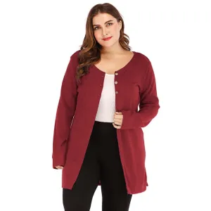 Spring Knitted Cardigan Women baggy sweater High Split V Neck Long knitted tunics tops ladies long cardigan large size 3xl