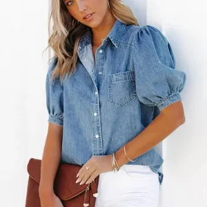 Stella - Klassische und Stilvolle Herbst-Denimbluse für Damen