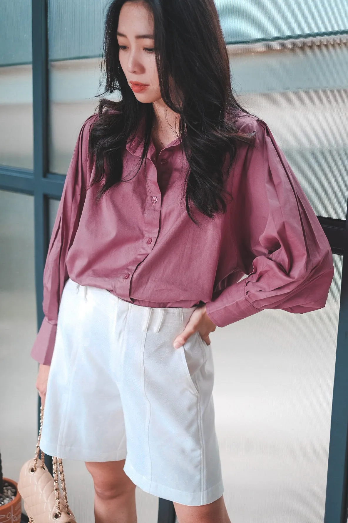 STELLAR PUFF SHIRT IN LAVENDER PLUM