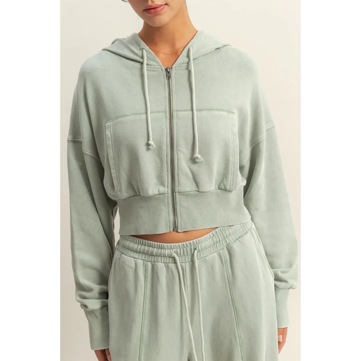 Stevie Cropped Zip Hoodie Sweatshirt