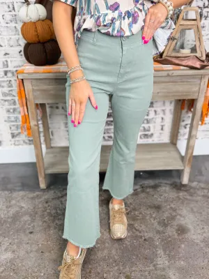 Stretchy Wide Leg Pants "Dusty Mint"
