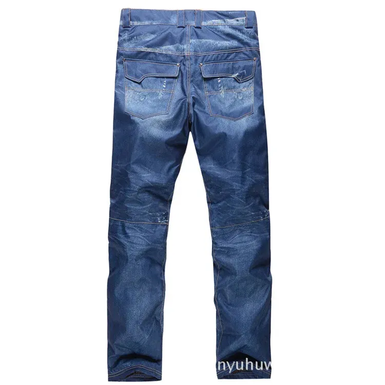 style denim ski pants